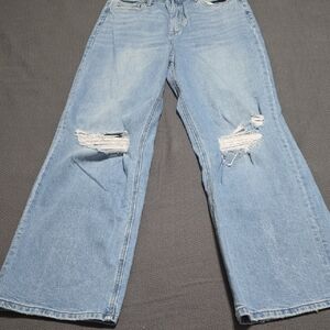 Women's Casual Light Blue Wide Leg Jeans